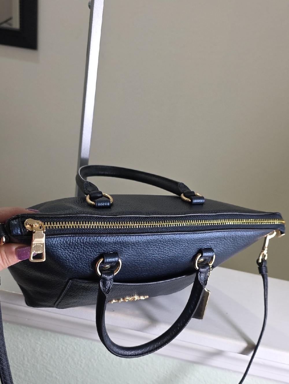 COACH F38877 Mini Emma Satchel/Crossbody In Metallic Navy NWOT - Picture 15 of 17